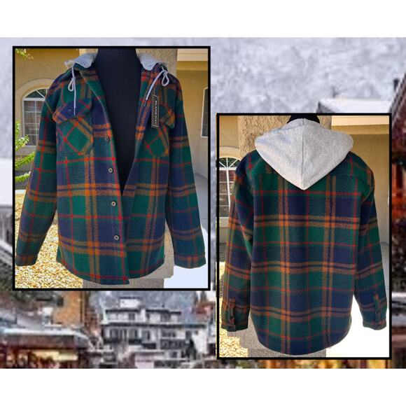 Blank NYC Mens Plaid Heavy Shacket Shirt With Removable Hood Jacket Size M - Picture 8 of 12